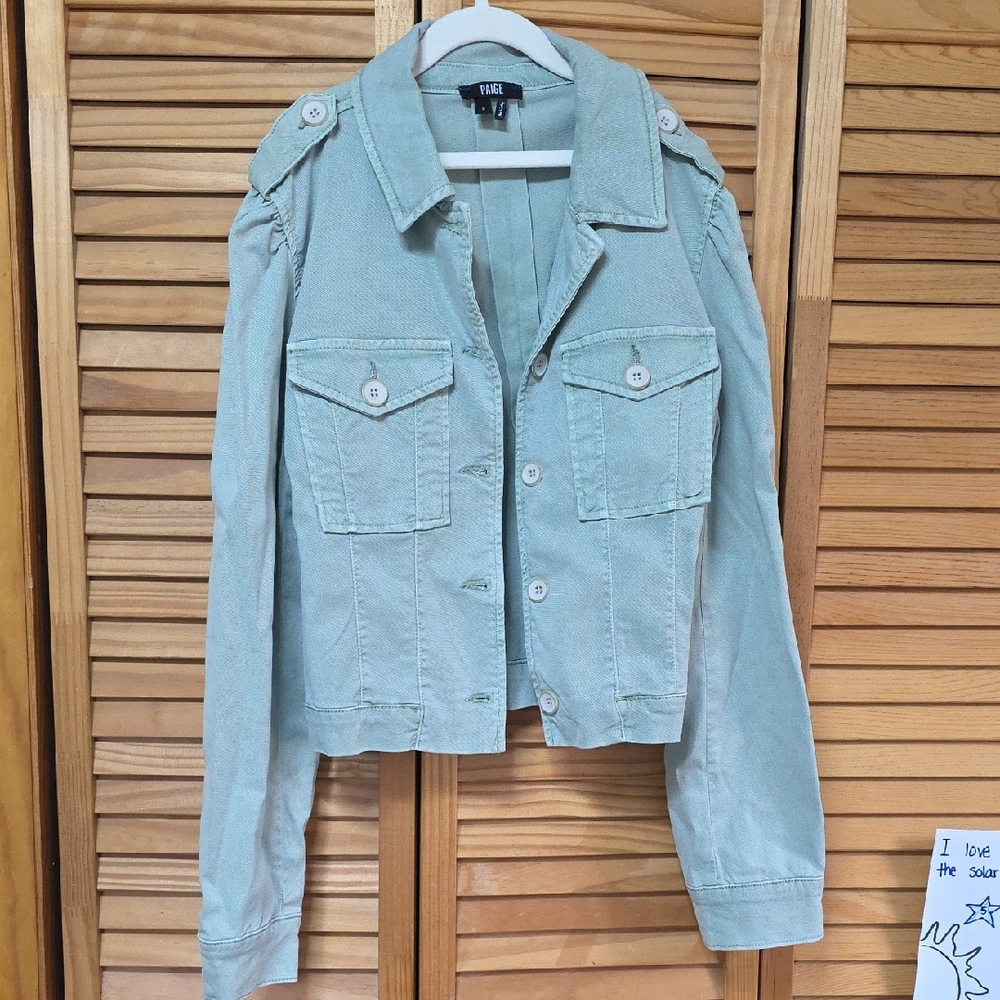 PAIGE Pacey Crop Jacket in Vintage Salty Sea Denim